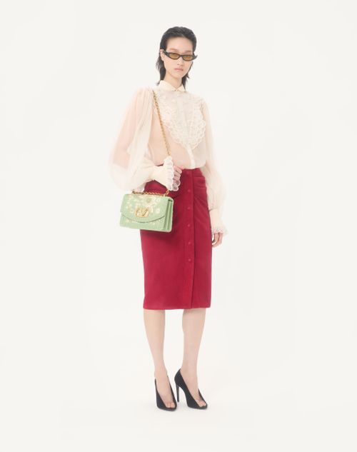 Valentino Garavani - Valentino Garavani Vain Medium Embroidered Shoulder Bag - Light Green - Woman - Shoulder Bags